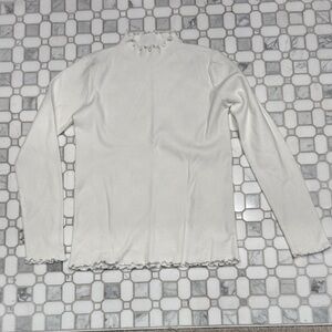 White Long Sleeve Ruffle Top